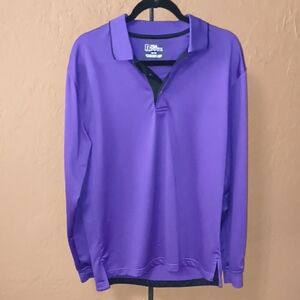 PGA Tour Men's Purple Long Sleeve Polo Shirt Size Medium